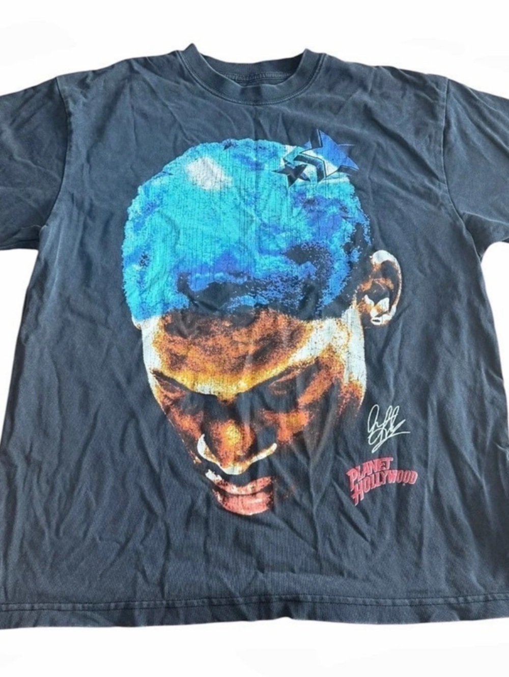 Vintage Planet Hollywood Dennis Rodman Graphic T-Shirt Medium Black Wash